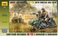 Soviet motorcycle M-72 with sidecar and crew