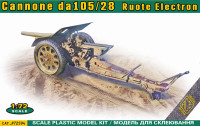 Italian 105/28 field cannon with rubberized wheels