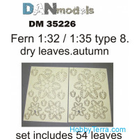Fern leaves, yellow (dry leaves. autumn) in 1:32-1:35 scales: type #8