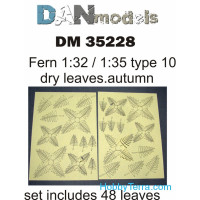 Fern leaves, yellow (dry leaves. autumn) in 1:32-1:35 scales: type #10