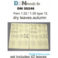 Fern leaves, yellow (dry leaves. autumn) in 1:32-1:35 scales: type #12