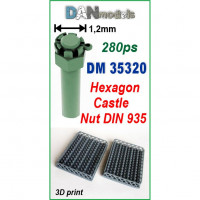 Hexagon castle nut 1.2mm DIN 935, 280pcs