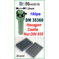 Hexagon castle nut 1.8mm DIN 935, 190pcs