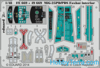 Photo-etched set 1/48 MiG-25PD/PDS Foxbat interior (self adhesive), for Kitty Hawk kit