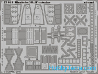 Photo-etched set 1/72 Blenheim Mk.IF exterior, for Airfix kit