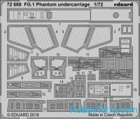 Photo-etched set 1/72 for FG.1 Phantom undercarriage, for Airfix kit