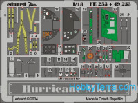 Photo-etched set 1/48 Hurricane Mk.II Color, for Hasegawa kit