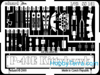 Photo-etched set 1/72 P-40E Kittyhawk, for Academy kit