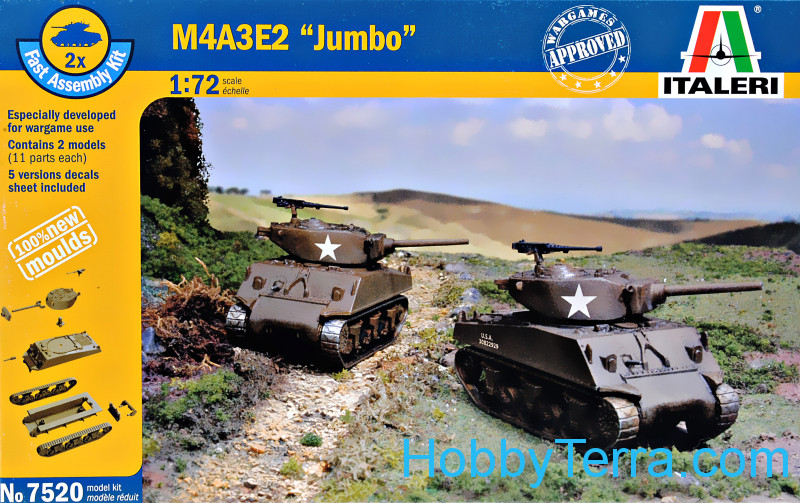 M4A3E2 Jumbo Tank 1:72 Plastic Model Kit ITALERI 