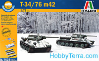 Tank T-34/76 model 1942, 2pcs (Snap fit)