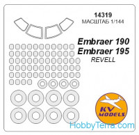 Mask 1/144 for Embraer 190/195 + wheels, for Revell kit