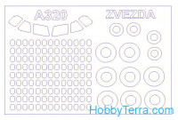 Mask 1/144 for Аirbus 320 and wheels masks, for Zvezda kit