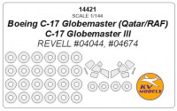 Mask 1/144 for Boeing C-17 Globemaster (Qatar/RAF)/C-17 Globemaster III and wheels masks (Revell)