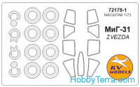 Mask 1/72 for MiG-31 and wheel masks, for Zvezda kit