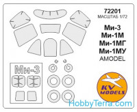 Mask 1/72 for Mil Mi-1M and wheels masks, for Amodel kit