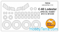 Mask 1/72 for C-60 Lodestar and wheels masks, for Special Hobby kit