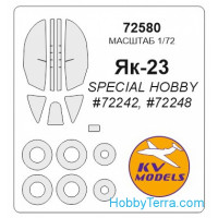 Mask 1/72 for Yak-23 and wheels masks, for Special Hobby kit