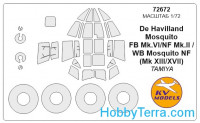 Mask 1/72 for Mosquito FB Mk VI/II and wheel masks, for Tamiya kit