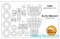 Mask 1/72 for B-25J Mitchel + wheels, for Hasegawa kit