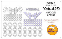 Mask 1/72 for Yak-42D (Double sided) + wheels masks, for Amodel kit