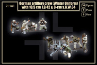 Mars Figures  72142 German Artillery Crew (winter uniform) with 10,5cm LG42/43 & 8cm s.G.W.34  WWII