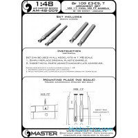 Master  48-009 Bf 109 E3 - E9, T armament set (MG 17 tips, MG FF barrels)