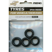 Set of rubber tires for vehicle/diorama (4 pcs)