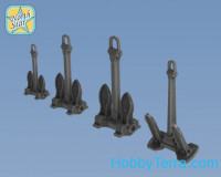 1/350 Set of Royal Navy anchor (4 types, 38 pcs)