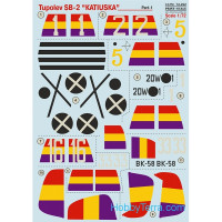 Decal 1/72 for Tupolev SB -2 