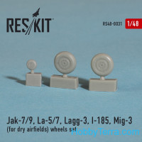 Wheels set 1/48 for Yak-7/9, La-5/7, Lagg-3, I-185, Mig-3 (for dry airfields)