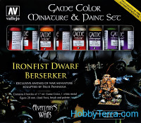 Paint Set. Ironfist Dwarf Berserker Metal Figure & Game Color, 8 pcs